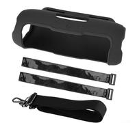 Thickened drop resistant silicone case for JBL Flip 7 speaker providing solid protection against impacts and scratches (Black+shoulder strap)