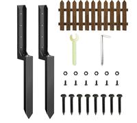 Thickened Fence Post Repair Kit - Fence Repair Kit | 2x Metal Fence Mender for Post | Fence Post Repair Stakes | Broken Wood Fence Post | Heavy Duty Steel Fence Post Repair and Solid Ground Spike