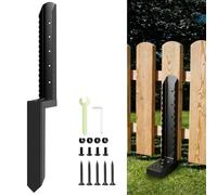 Thickened Fence Post Repair Kit, Heavy Duty Ground Spike, Fix Broken Wood Fence Post Support, for Tilted or Broken Wooden Fence Posts（1 Pack/Black)