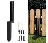 Thickened Fence Post Repair Kit, Heavy Duty Ground Spike, Fix Broken Wood Fence Post Support, for Tilted or Broken Wooden Fence Posts（1 Pack/Black)