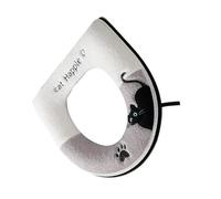 Thickened Flannel Toilet Seat Cover with Cartoon Cats, Light Grey