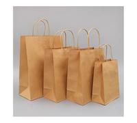 Thickened Kraft Paper Handbag Food Grade Takeaway Punching Bag Supermarket Clothes Shopping Bag Wedding Party Gift Bag(10PCS_40X13X31CM)