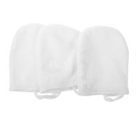 Thickened Makeup Removal Gloves Polyester Cotton 3pcs White | Soft Reusable Washable Set, Simple Design, Facial Washing Mitts for Daily Cleansing