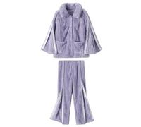 Thickened Nursing Clothes, Warm Bedridden Patient Clothing, Elastic Waist Design Suitable for Hospital and Home Care Settings(Purple,L)