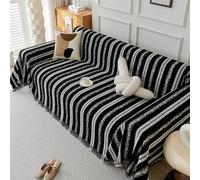Thickened One-Piece Chenille Sofa Cover - All Seasons Stain Resistant Machine Washable Pet-Friendly Couch Slipcover Protector for Dogs & Cats Black 180 * 340cm/70.87 * 133.86in