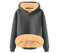Thickened Personalized Hoodies for Women Comfort Hooded Fleece Lined with Hood Sweaters Workou Lightweight Wool Lined Tops Graphic Pullover Trendy Essential Loose Fit Soft 2025 Fall Grey