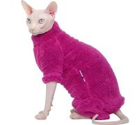 Thickened Plush Cat Sweater - Winter Warm Stretchy 4-Legged Jumpsuit for Hairless Cats (Fits Sphynx, Devon Rex, Oriental Shorthair, Cornish Rex, Abyssinian) (Large)