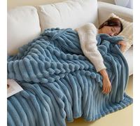 Thickened Plush Nap Blanket, Rabbit Plush Milk Velvet Cover Blankets, Fall Winter Weighted Fluffy Bed Throw, Oversized Fuzzy Warm Couch Throws, for Bed Sofa (Blue,70.87 × 78.74in)