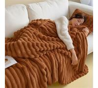 Thickened Plush Nap Blanket, Rabbit Plush Milk Velvet Cover Blankets, Fall Winter Weighted Fluffy Bed Throw, Oversized Fuzzy Warm Couch Throws for Couch Chair Bed Sofa (Caramel,39.37x59.06in)