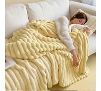 Thickened Plush Nap Blanket, Rabbit Plush Milk Velvet Cover Blankets, Fall Winter Weighted Fluffy Bed Throw, Oversized Fuzzy Warm Couch Throws for Couch Chair Bed Sofa (Yellow,47.24x78.74in)