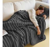 Thickened Plush Nap Blanket, Rabbit Plush Milk Velvet Cover Blankets, Fall Winter Weighted Fluffy Bed Throw, Oversized Fuzzy Warm Couch Throws for Couch Chair Bed Sofa (Gray,27.56x39.37in)