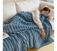 Thickened Plush Nap Blanket, Rabbit Plush Milk Velvet Cover Blankets, Fall Winter Weighted Fluffy Bed Throw, Oversized Fuzzy Warm Couch Throws for Couch Chair Bed Sofa (Blue,78.74x90.55in)