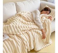 Thickened Plush Nap Blanket, Rabbit Plush Milk Velvet Cover Blankets, Fall Winter Weighted Fluffy Bed Throw, Oversized Fuzzy Warm Couch Throws for Couch Chair Bed Sofa (White,39.37x59.06in)
