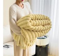 Thickened Plush Nap Blanket, Rabbit Plush Milk Velvet Cover Blankets, Fall Winter Weighted Fluffy Bed Throw, Oversized Fuzzy Warm Couch Throws, for Bed Sofa (Yellow,59.06 × 78.74in)