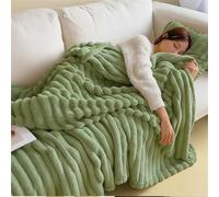 Thickened Plush Nap Blanket, Rabbit Plush Milk Velvet Cover Blankets, Fall Winter Weighted Fluffy Bed Throw, Oversized Fuzzy Warm Couch Throws for Couch Chair Bed Sofa (Green,39.37x59.06in)