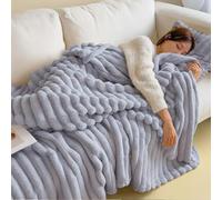 Thickened Plush Nap Blanket, Rabbit Plush Milk Velvet Cover Blankets, Fall Winter Weighted Fluffy Bed Throw, Oversized Fuzzy Warm Couch Throws, for Bed Sofa (Silver Grey,70.87 × 78.74in)