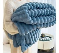Thickened Plush Nap Blanket, Thickened Faux Rabbit Velvet Cover Blanket, Flannel Milk Velvet Cover Blankets, Fall Winter Weighted Fluffy Bed Throw, Soft and Comfortable (blue,59 * 78.7in)