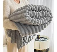 Thickened Plush Nap Blanket, Thickened Faux Rabbit Velvet Cover Blanket, Flannel Milk Velvet Cover Blankets, Fall Winter Weighted Fluffy Bed Throw, Soft and Comfortable (gray,59 * 78.7in)