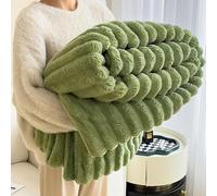 Thickened Plush Nap Blanket, Thickened Faux Rabbit Velvet Cover Blanket, Flannel Milk Velvet Cover Blankets, Fall Winter Weighted Fluffy Bed Throw, Soft and Comfortable (green,78.7 * 90.6in)