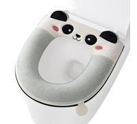Thickened Plush Zip Toilet Seat Cover - Plush Fabric 37 x 43 cm Panda Series Waterproof Comfortable Toilet Cover Luxurious Winter Bathroom Accessory, Easy to Clean