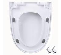 Thickened PP Toilet Seat Cover, Soft Close Toilet Seat, Quiet Close, Quick-Release Adjustable Hinge, Easy to Install and Clean, Never Loosen, White Toilet Lid, U/D Shape, 34.5x46cm