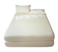 Thickened Pure Cotton Brushed Fitted Sheet Soft Skin Friendly Bed Cover Protector for Singles (Single Size: 150x200cm) Comfortable Sleep Essential