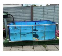 Thickened PVC Canvas Fish Pond Liner with Steel Frame and Transparent Window, Durable Circular Design, Various for Your Outdoor Water Features