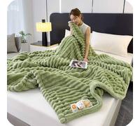 Thickened Rabbit Plush & Milk Velvet Blanket - Soft Cozy Cream Faux Rabbit Fur Throw Blanket for home, bed, and sofa seasons, providing warmth and comfort. (Green,100 × 150 cm)