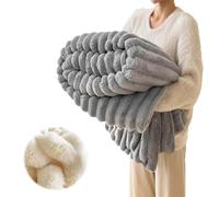 Thickened Rabbit Plush Nap Blanket - Flannel Milk Velvet Cover Blanket, Cozy Soft Warm Throw for Couch, Bed & Office Nap, Lightweight Plush Winter Blanket(Light Gray,79 * 91in)