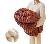 Thickened Rabbit Plush Nap Blanket - Flannel Milk Velvet Cover Blanket, Cozy Soft Warm Throw for Couch, Bed & Office Nap, Lightweight Plush Winter Blanket(Caramel,59 * 79in)