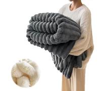 Thickened Rabbit Plush Nap Blanket - Flannel Milk Velvet Cover Blanket, Cozy Soft Warm Throw for Couch, Bed & Office Nap, Lightweight Plush Winter Blanket(Dark Gray,71 * 79in)