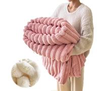 Thickened Rabbit Plush Nap Blanket - Flannel Milk Velvet Cover Blanket, Cozy Soft Warm Throw for Couch, Bed & Office Nap, Lightweight Plush Winter Blanket(Pink,59 * 79in)