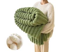 Thickened Rabbit Plush Nap Blanket - Flannel Milk Velvet Cover Blanket, Cozy Soft Warm Throw for Couch, Bed & Office Nap, Lightweight Plush Winter Blanket(Green,71 * 79in)