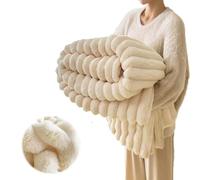 Thickened Rabbit Plush Nap Blanket - Flannel Milk Velvet Cover Blanket, Cozy Soft Warm Throw for Couch, Bed & Office Nap, Lightweight Plush Winter Blanket(Milky White,47 * 79in)