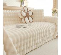 Thickened Rabbit Sofa Cover Warm & Soft Modular Design Winter Protection for Home CloudLike Comfort Cream Color 180x340cm Perfect for Cozy Living Spaces
