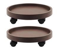 Thickened Round Planter Tray with Wheels Heavy Duty Sturdy Industrial Mobile Base for Home Gardening 2 Coffee 260