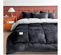 Thickened Soft Winter Quilt, Breathable Plush Comforter, Double-Sided Fleece Blanket, Milk Velvet & Wool-Like Fabrics, Warm Fluffy Bedding, Black, 200x230cm (4.5kg)