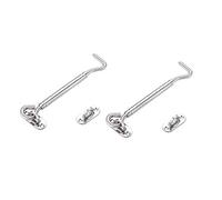 Thickened Stainless Steel 6 Inch Cabin Hooks Eye Latches, Suitable for Cabinets Doors Toilets Garages Gates Boxes, Door Locks, Kennels Fences Window Locks, 2 Pcs