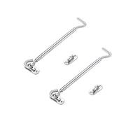 Thickened Stainless Steel 8 Inch Cabin Hooks Eye Latches, Suitable for Cabinets Doors Toilets Garages Gates Boxes, Door Locks, Kennels Fences Window Locks, 2 Pcs