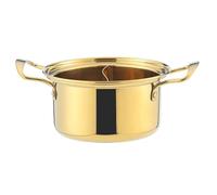 Thickened Stainless Steel Dual Flavor Hot Pot, Compact Double Compartment Shabu Shabu Pot For One Person, Versatile Soup Cookware For Home Kitchen, Easy To Clean, Gold(6 Steel ear pot)