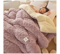 Thickened Super Soft Insulation Hibiscus Winter Quilt, Double-Sided Lamb Cashmere Comforter Core, Tower Hibiscus Winter Quilt for Winter Double Bed,6,150x200cm