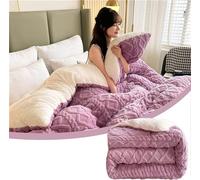 Thickened Super Soft Insulation Hibiscus Winter Quilts,New Breathable Tower Velvet Quilt,Fluffy Double-Sided Cashmere Quilt, Soft Warm Thicken Shearling Blanket,E,240 * 220 cm/94.4 * 86.6 in