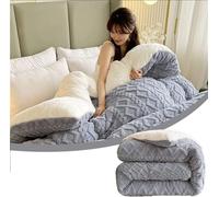 Thickened Super Soft Insulation Hibiscus Winter Quilts,New Breathable Tower Velvet Quilt,Fluffy Double-Sided Cashmere Quilt, Soft Warm Thicken Shearling Blanket,E,240 * 220 cm/94.4 * 86.6 in