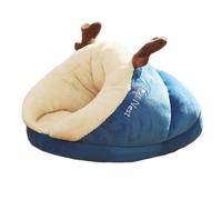 Thickened Warm Cat Cave Bed Igloo Indoor Enclosed Kitten Hideaway Cat Tent House Super Soft Plush Pet House Sleeping Nest for Rabbit Puppy Small Animals (50x35x30cm,Blue)