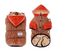 Thickened Warm Fleece Hooded Cotton Pet Hooded Coat Winter Windproof Waterproof Small Medium Dogs Cats Down Jacket,A,L
