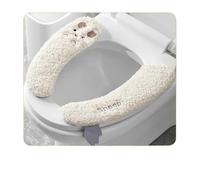 Thickened Warm Plush Toilet Seat Cover | 1 Pair, Adhesive, Suitable for All Seasons, Hand Washable Polyester Material(White)
