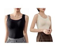 Thickened Warm Tank Top with Shelf Bra, 2 in 1 Warming Vest, Thickened Warms Tank Top with Shelf Bra (2 Pieces) (2pc-E,M)