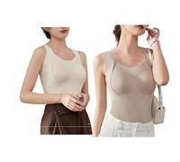 Thickened Warm Tank Top with Shelf Bra, 2 in 1 Warming Vest, Thickened Warms Tank Top with Shelf Bra (2 Pieces) (2pc-H,M)