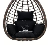 Thickened Waterproof Egg Chair Cushion Fading-Resistant Hanging Basket Swing Pad for Outdoor Patio Backyard Hammock Replacement - Black