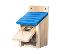 Thickened Wood Bird Nesting Box Shelter House with Metal Hook Natural Habitating Nest for Sparrows and Wild Bird Thickened Breeding Nest